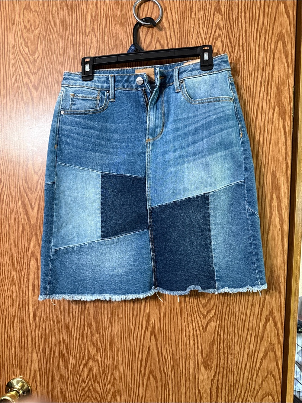 DRIFTWOOD Two-Tone Blue Denim Skirt
